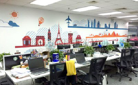 南通教你设计办公室墙绘的方法。